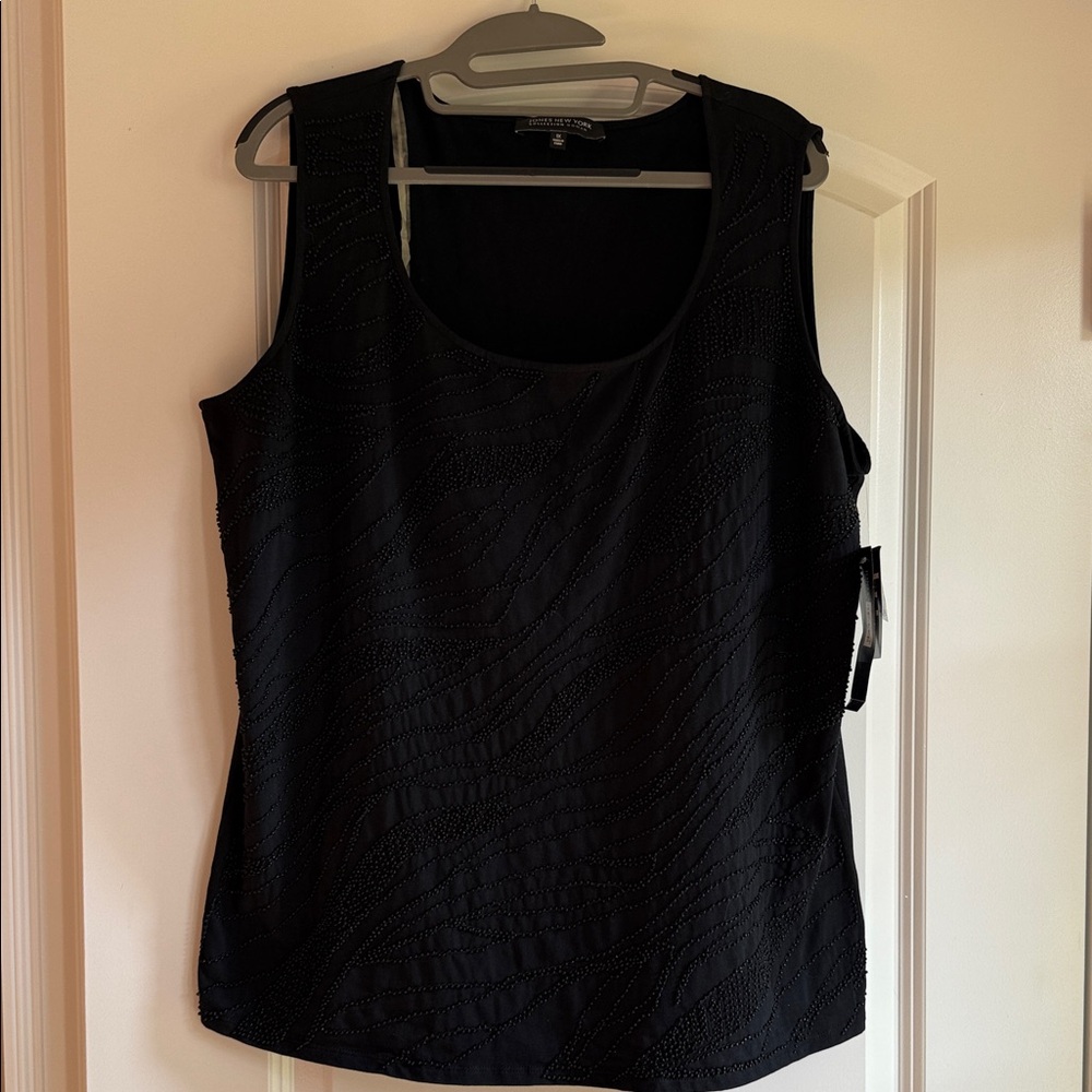 NWT Jones New York Black Textured Tank Top